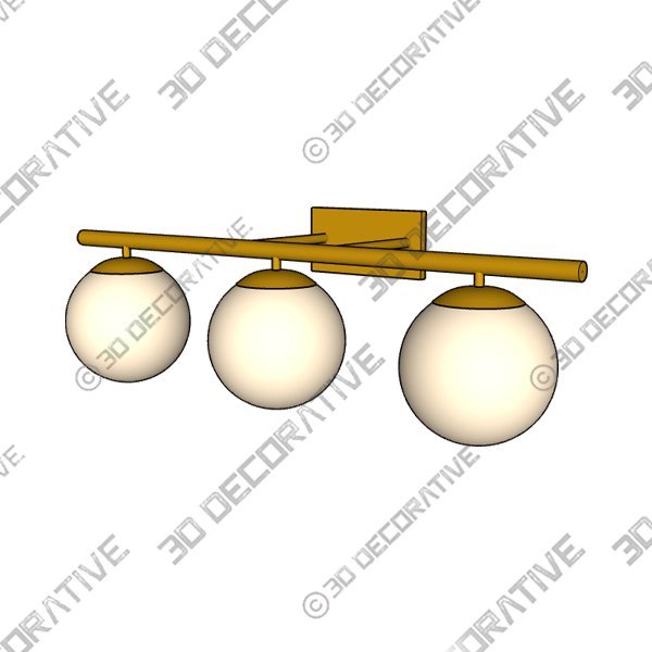Gold Bathroom Vanity Light Fixtures,3 Lights Brass Milk White Globe Glass Shade - 3D Decorative