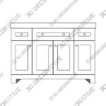 H Single Sink Freestanding Bath Vanity in White - 3D Decorative