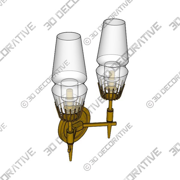 High Bright Aged Brass Wall SconceĀ - 3D Decorative