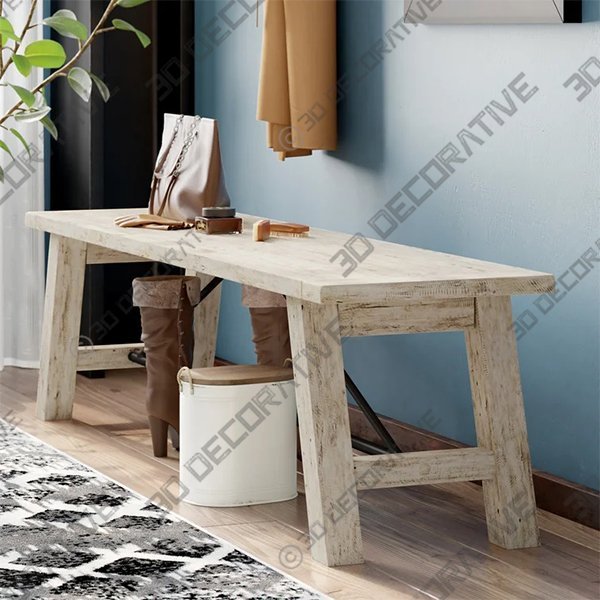 Kendig Wood Dining Bench - 3D Decorative