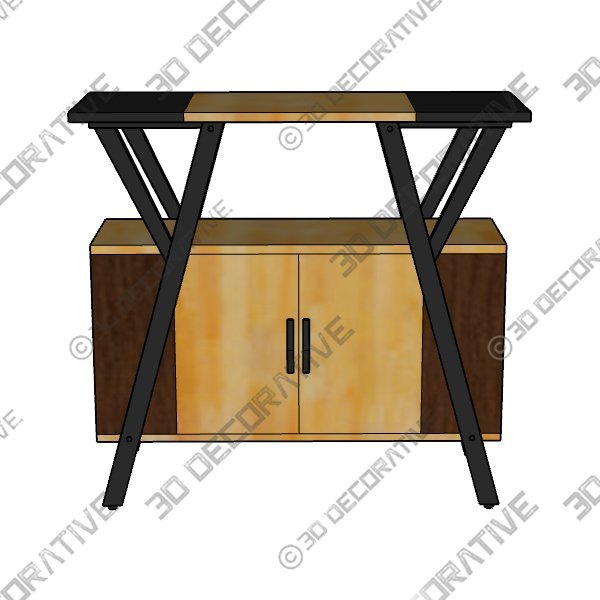 Kitchen Island Buffet Console Table with Storage Cabinet - 3D Decorative