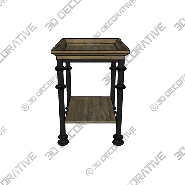Liara 24.5” Tall Tray Top End Table - 3D Decorative