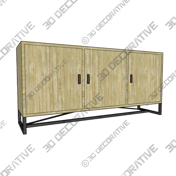 Lopez 67.75” Wide Pine Solid Wood Sideboard - 3D Decorative