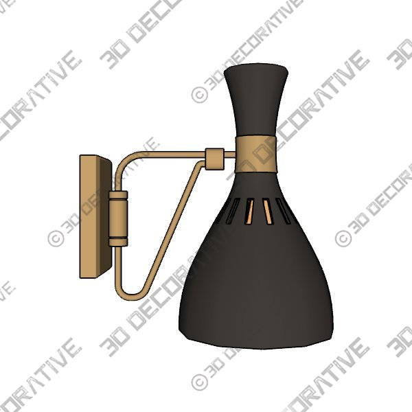 Matte Black and Burnished Brass Swivel SconceĀ - 3D Decorative