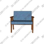 Chair-3-4.jpg Midcentury 366 Club Armchair in Grey Blue Boucle, J. Chierowski, Europe, 1960s - 3D Decorative
