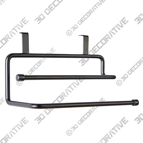 Over the Cabinet Towel Bar in Matte Black - 3D Decorative
