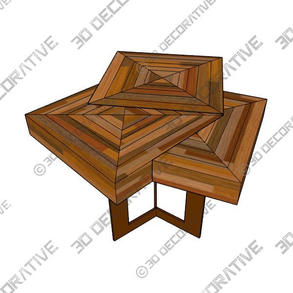 Pair of Coffee Table “Cubes” in Macassar Ebony Marquetery - 3D Decorative