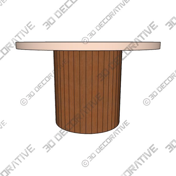 Plank Table Rounded Lacquer Top Wood Base walnut - 3D Decorative