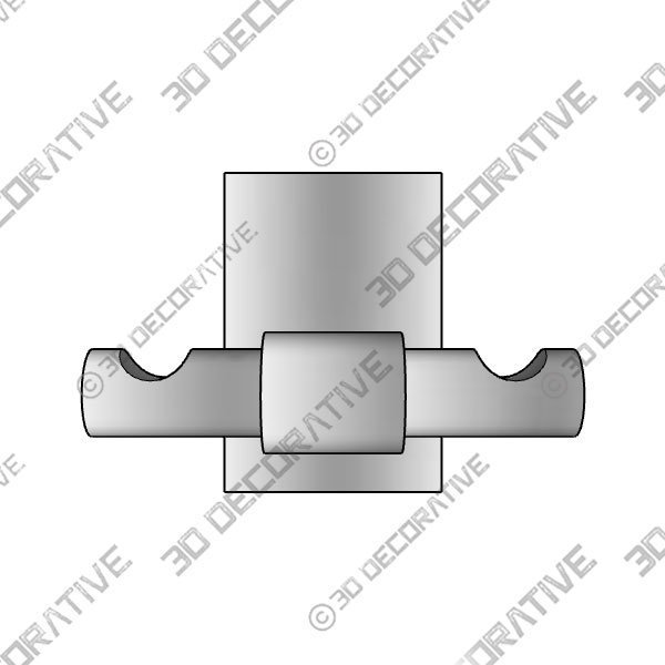 Polished Chrome Double Hook - 3D Decorative