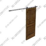 Door-3-2-3.jpg Prefinished Interior Knotty Alder 2 Panel V-Groove Barn Door, Stainless - 3D Decorative