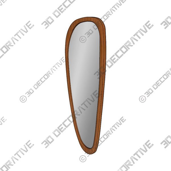 Rustic Asymmetrical Mirror Full Length Wall Mirror Wood Frame in Walnut - 3D Decorative