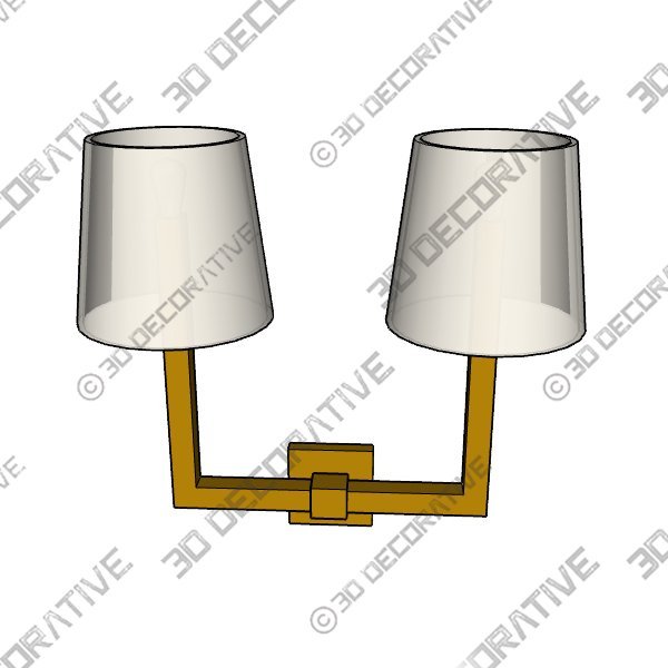 Square Tube Double SconceĀ - 3D Decorative