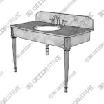 THE SINGLE HEBDERN VANITY BASIN SUITE - 3D Decorative