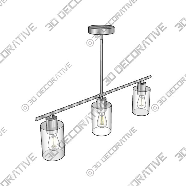 TYNEWRGY 3-Light Pendant Lighting, Clear Glass Pendant Lighting for Kitchen IslandĀ - 3D Decorative