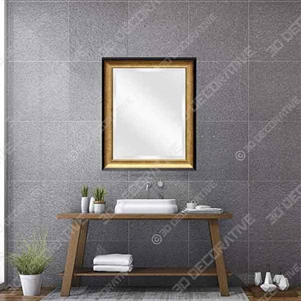 Wall Beveled Mirror Framed – Bedroom or Bathroom Rectangular Frame - 3D Decorative