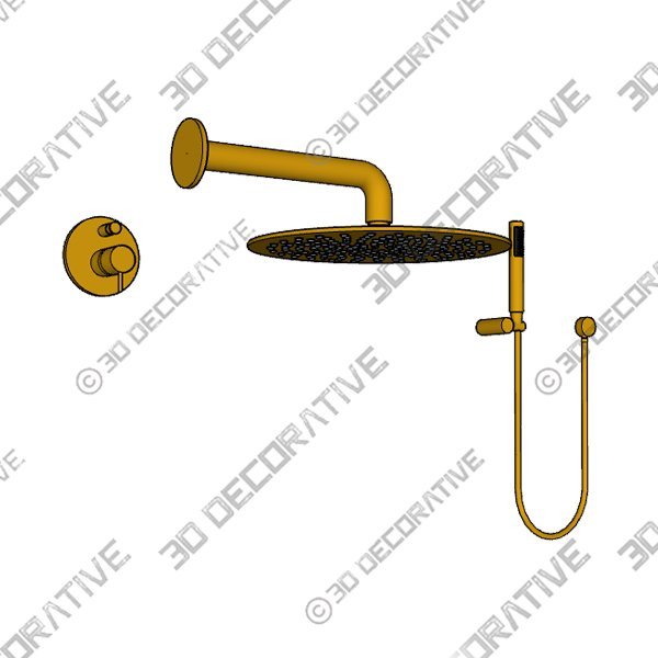 Wasser™ Brass Shower System With Handheld Shower, 8" Shower Head - 3D Decorative