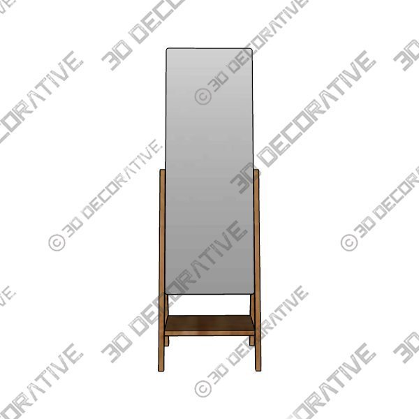 Wood Free Standing Floor Mirror - 23"W x 65.4"H - 3D Decorative
