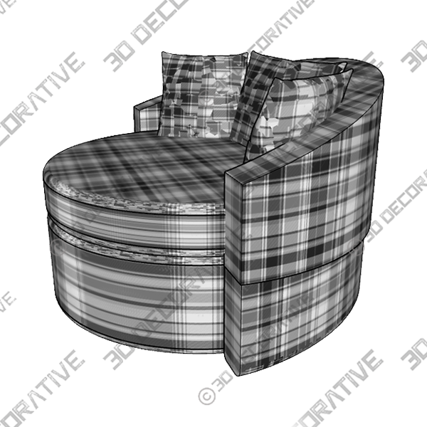 Round Club Leisure Chair LoungeĀ - 3D Decorative