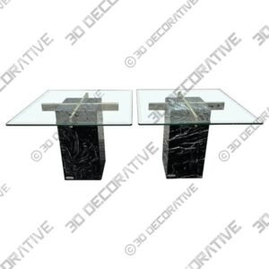 Pair of Mid Century Black Marble Base Side Tables by Artedi, Italy - 3D Decorative