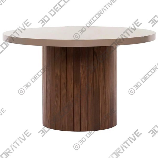 Plank Table Rounded Lacquer Top Wood Base walnut - 3D Decorative