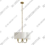 Chandeliar-6.jpg Rittenhouse Chandelier, 6-Light, Antique Brass, Off-White Linen Scalloped Shade, 26"W (89562 3JNZ3) - 3D Decorative