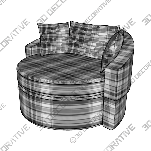 Round Club Leisure Chair LoungeĀ - 3D Decorative