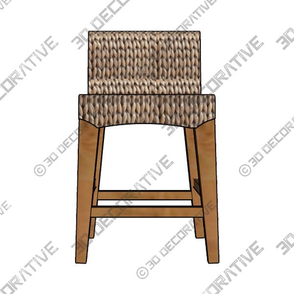 Seagrass Stool 3-6-4- 3D Decorative