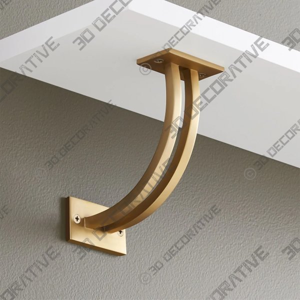 Deller 5″ Brass Shelf Bracket Nickel - 3D Decorative
