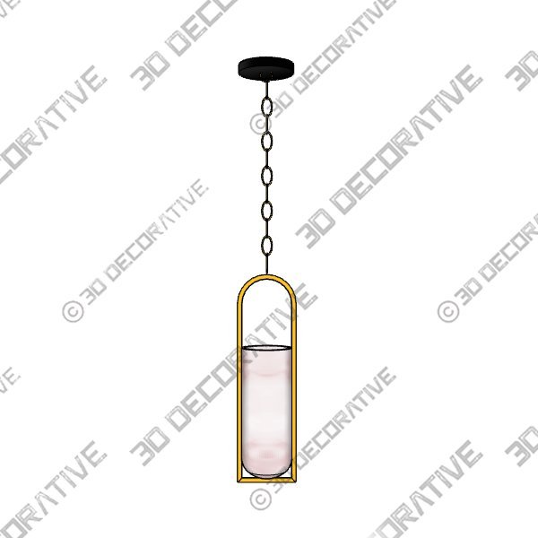 Melange Small Elongated Antique Brass with Alabaster Shade Pendant Light - 3D Decorative