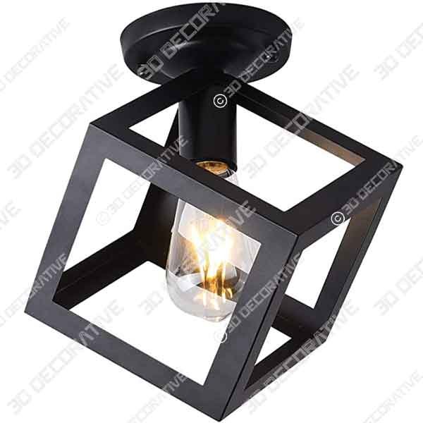 Modern Black Flush Mount Light - 3D Decorative
