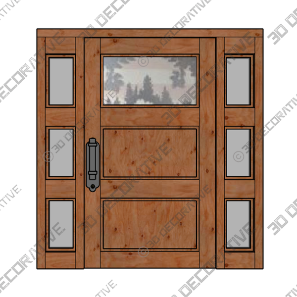 Fine Art Craftsman Entrance: Solid Wood Door With Custom Sidelights – CD6246 - 3D Decorative