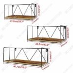 Floating Wall Shelves Set of 3, Black Metal Wire Hanging Rustic Storage Shelf Decor Organizer - 3D Decorative