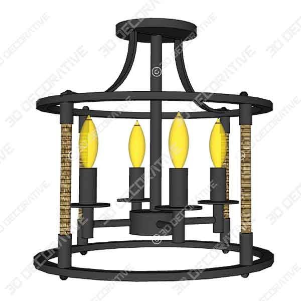 H&K Industrial Kitchen Semi Flush Mount Ceiling Light - Sketchup Modeling for 2020 Design - 3D Decorative