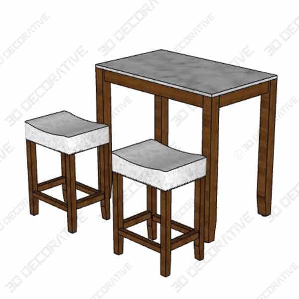 Nathan James 41202 Viktor Dining Set Kitchen Pub Table Marble Top Fabric Seat - 3D Decorative