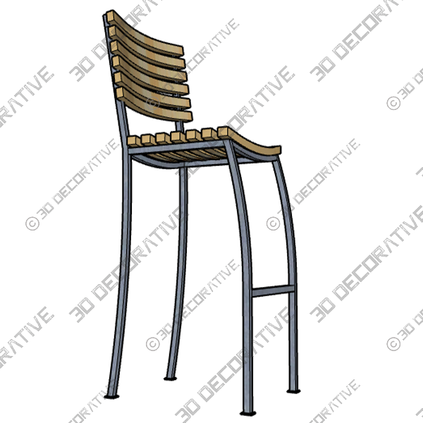 Outdoor Acacia Wood Dining Chairs - 3D Decorative