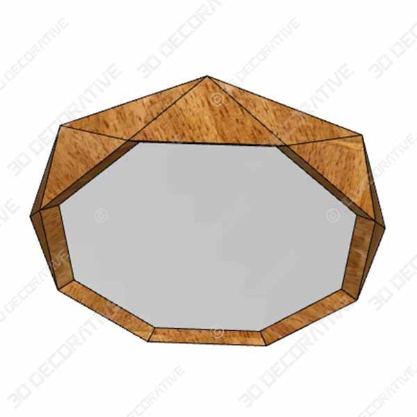 Rivet Modern Octagon Wood Frame Hanging Wall Mirror, 30.5 Inch Height - 3D Decorative
