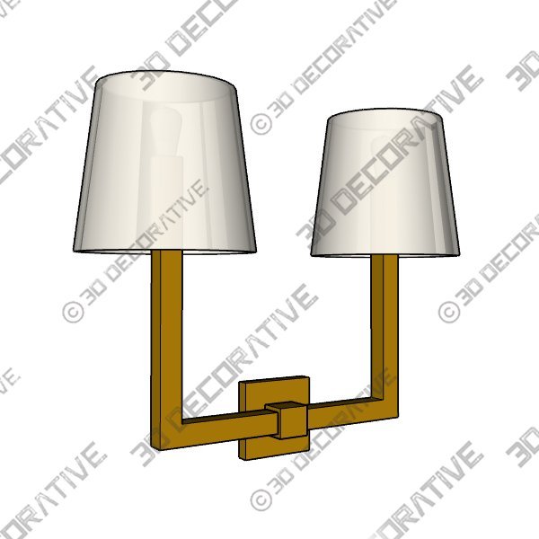 Square Tube Double SconceĀ - 3D Decorative