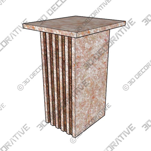 Vondel Side Table Handcrafted in Red Honed Travertine - 3D Decorative