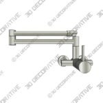 Wall Mounted Foldable Nickel Kitchen Faucet - 3D Decorative