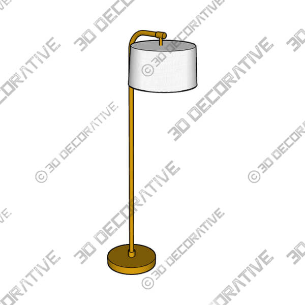360 Lighting Serra 64 Warm Gold Chairside Arc Offset Arm Floor Lamp - 3D Decorative
