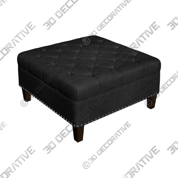 Alice Charcoal Tufted Fabric Square Cocktail Ottoman - 3D Decorative