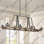 Angelo 46 Wide Weathered Oak Kitchen Island Light Chandelier - 3D Decorative