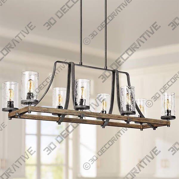 Angelo 46 Wide Weathered Oak Kitchen Island Light Chandelier - 3D Decorative