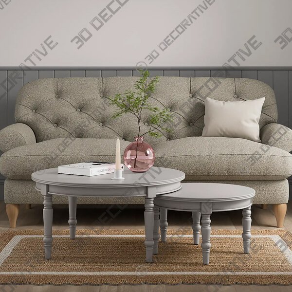 Ariella Coffee Nest of Tables, Warm Stone - 3D Decorative