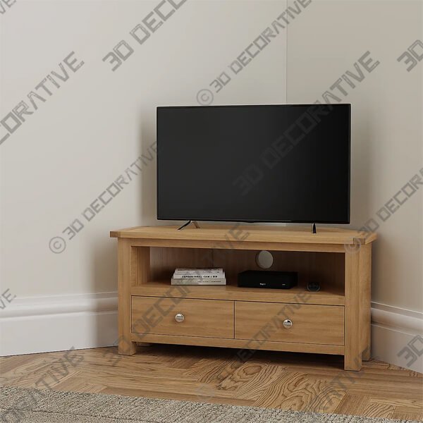 Bromley Corner TV Unit, Oak for TVs up to 40 - 3D Decorative