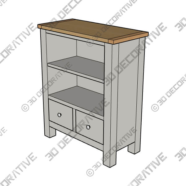 Bromley Grey Low Bookcase-3DDecorative