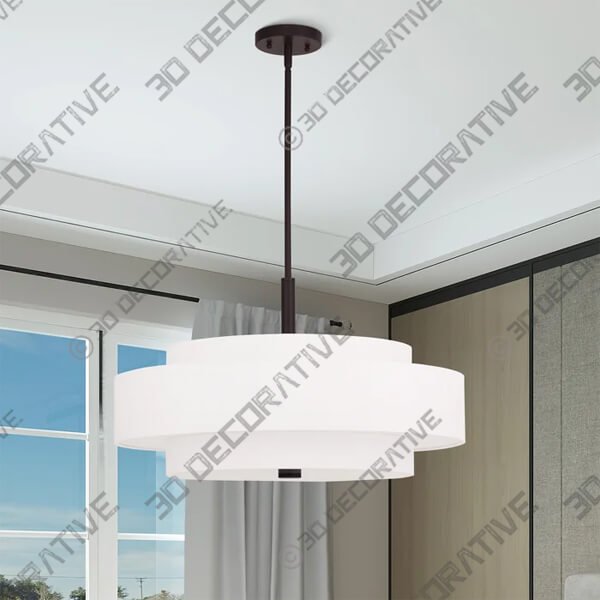 Brushed Nickel Arianny 5 - Light Dimmable Drum Chandelier - 3D Decorative