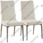 Captiva Cream Fabric Armless Dining Side Chairs Set of 2 - 3D Decorative