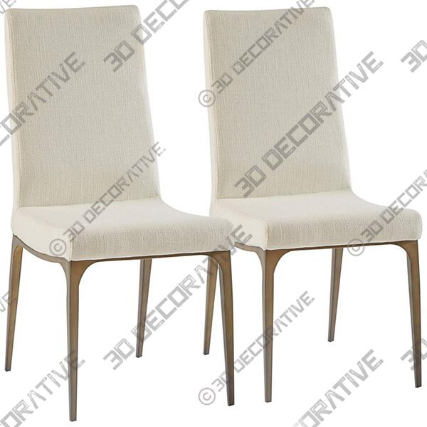 Captiva Cream Fabric Armless Dining Side Chairs Set of 2 - 3D Decorative