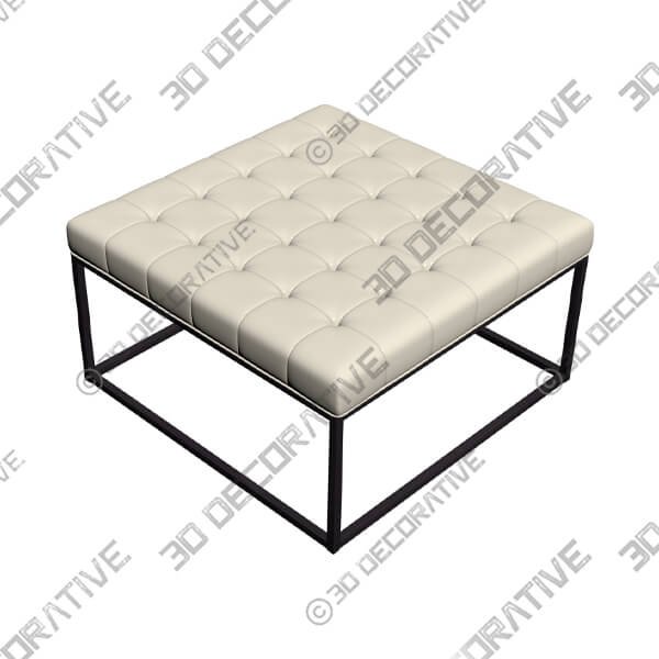 Ciarin Tufted Cream Bonded Leather Cocktail Ottoman - 3D Decorative